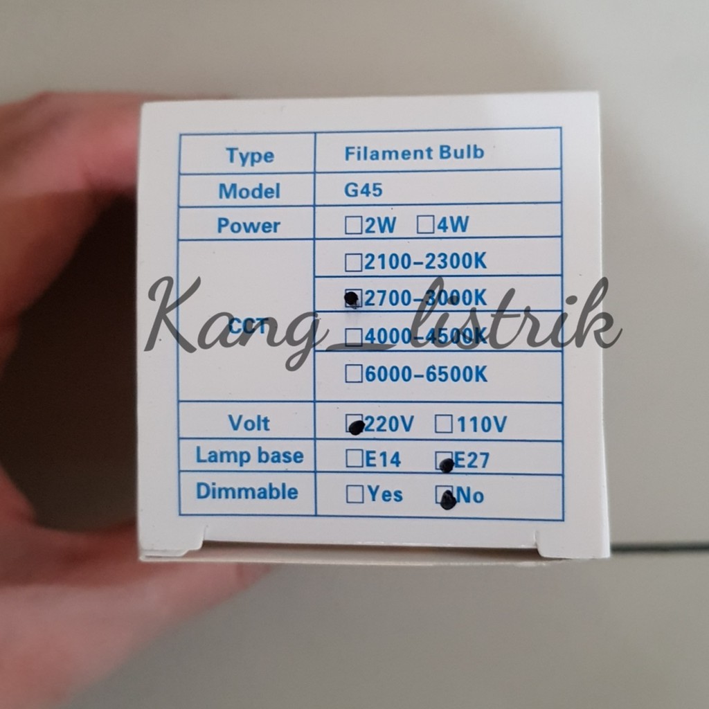 Lampu Filament Bulb 2watt Kuning G45 / Lampu Edison 2 Watt Kuning / Lampu cafe