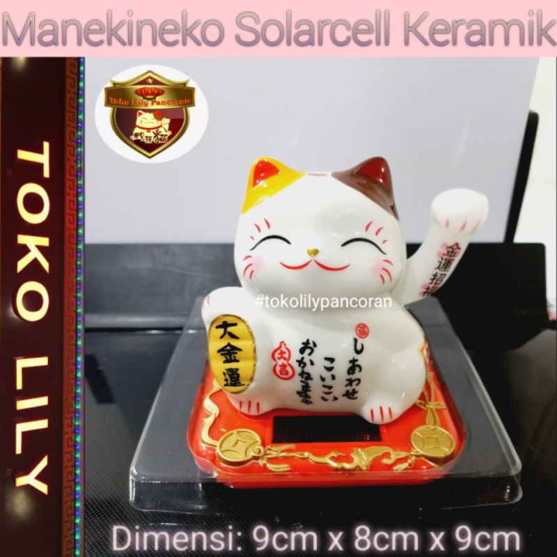 Manekineko Lucky cat Fortune Cat Keramik Solarcell