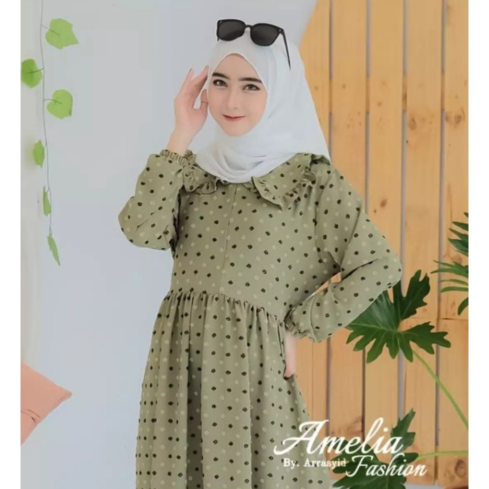 DRESS CRINKLE URUGIRI ORI AMELIA DRESS MUSLIMAH GAMIS WANITA FASHION MUSLIMAH