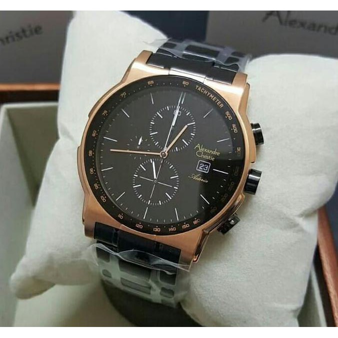 Promo Jam Tangan Alexandre Christie Ac6470 Black Rosegold Ready