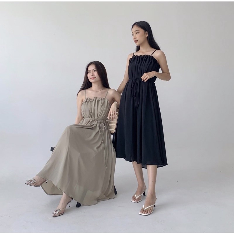 HEBE DRESS KOREA ( WITH FURING LINING FULL LENGTH ) - PROM NIGHT GOWN - BUMIL FRIENDLY - FLOWY MAXI DRESS KONDANGAN - DRESS PESTA SEXY TALI SPAGETI - BRIDESMAID WEDDING DRESS - HADIAH / KADO ULTAH CEWEK