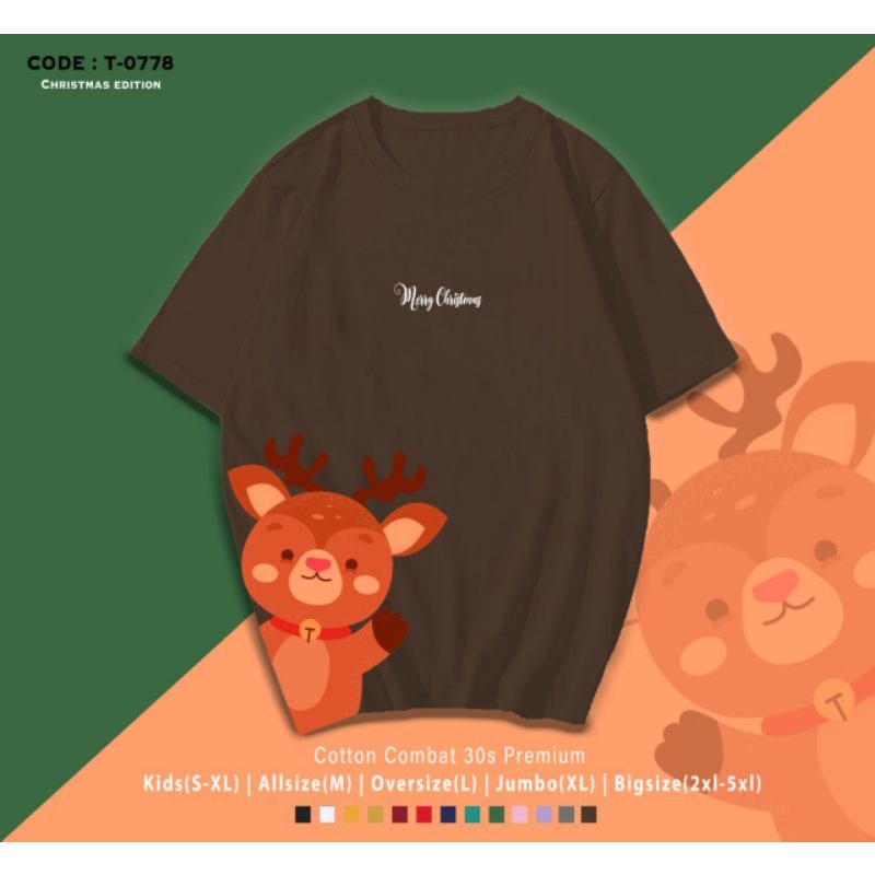 KAOS NATAL RUSA DEER SIDE/T-SHIRT MERRY CHRISTMAS DEER SIDE