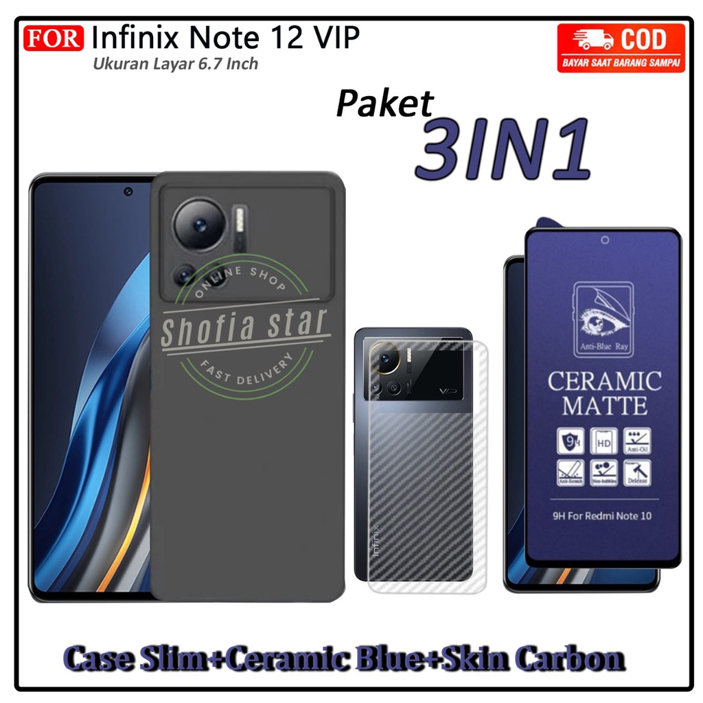 3IN1 CASE INFINIX NOTE 12 VIP SOFTCASE SLIM MATTE PREMIUM BLACK CAMERA PROTECT CASING