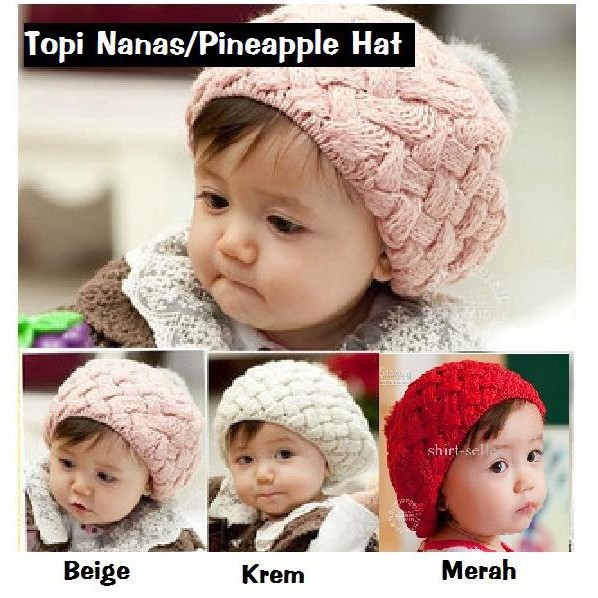 Import Topi Anak Pineaple Hat Anak Topi Anak Nanas Rajut Korean Style Knit Pineapple Hat - Topi Anak Perempuan Nanas IMPORT Rajut Elastis Pineaple Hat Kids - Topi Nanas Anak Premium Quality