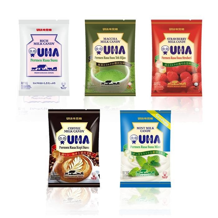 

UHA Milk Candy All Variant Pack Kantong 100g - Permen Susu Aneka Rasa 103gr