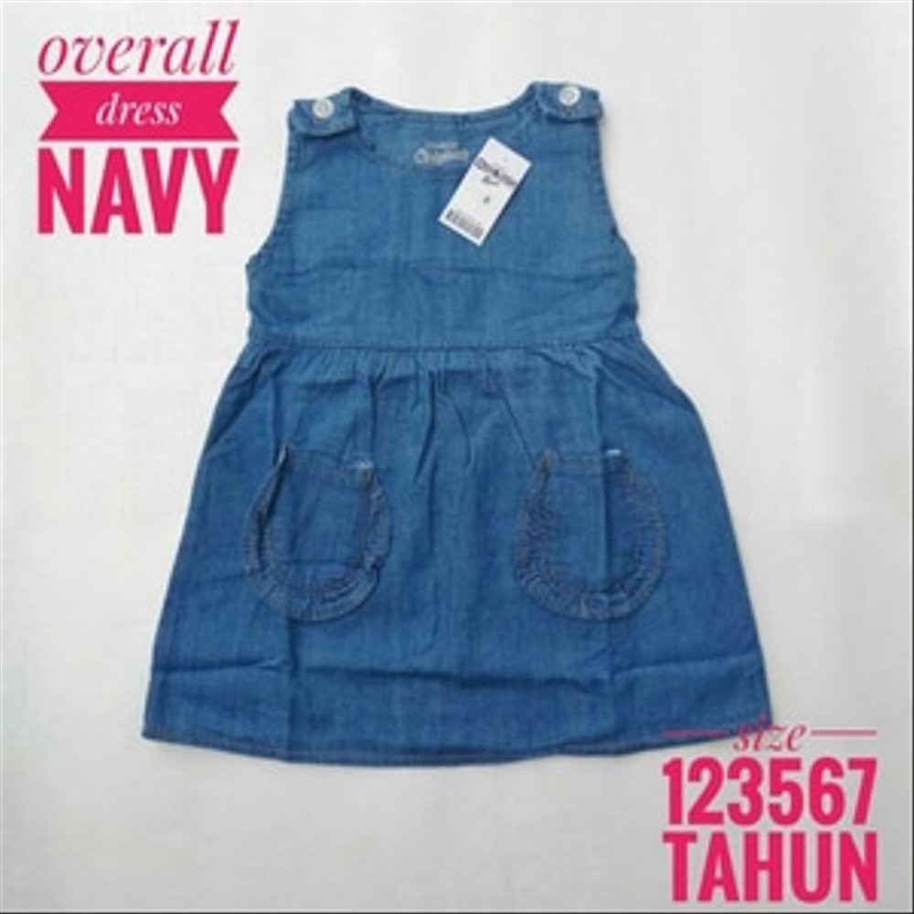 Jual baju anak overall dress jeans perempuan oshkosh 1 2 3 4 tahun navy Diskon