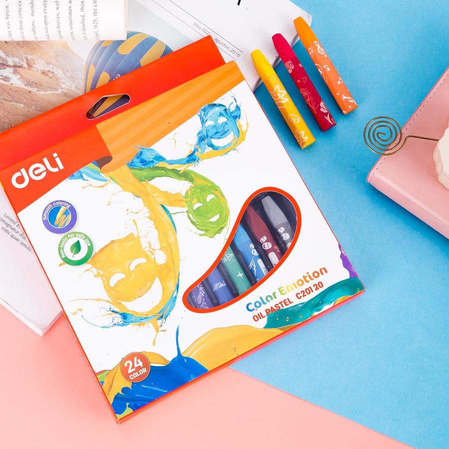

T6T⁂ Deli Oil Pastel Crayon Krayon 12/18/24 Warna Kualitas Tinggi, Campuran Warna Sempurna EC20120 Barang Terlaris