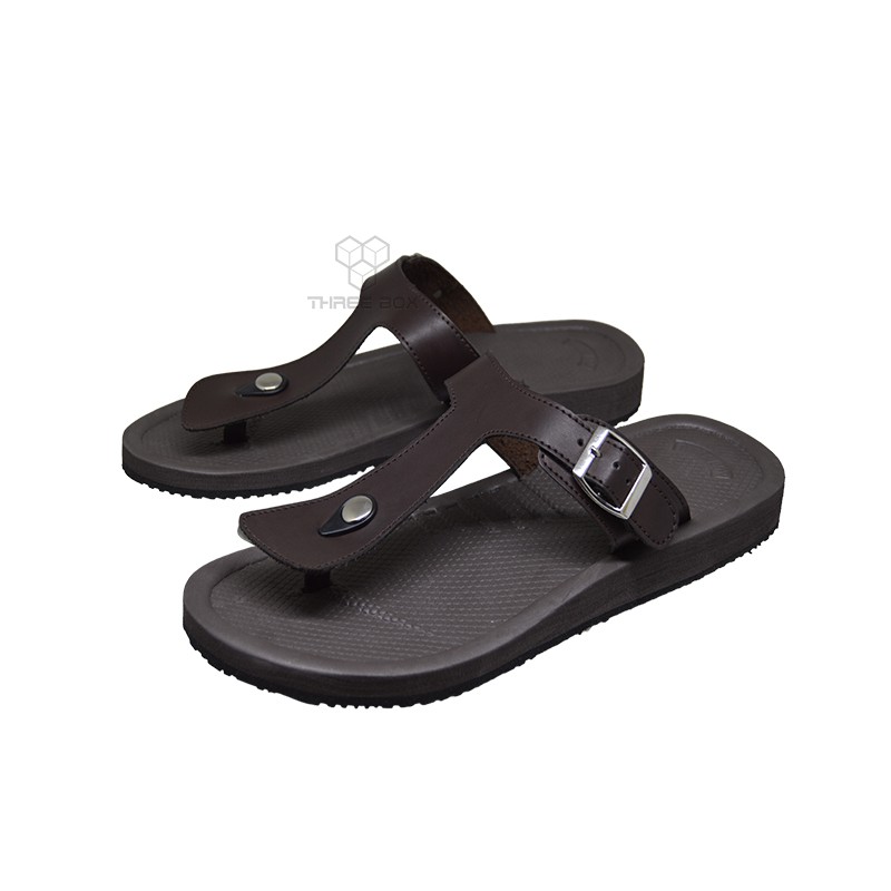 THREE BOX - Sandal Jepit Andromeda Casual Ringan Unisex Brown ORIGINAL