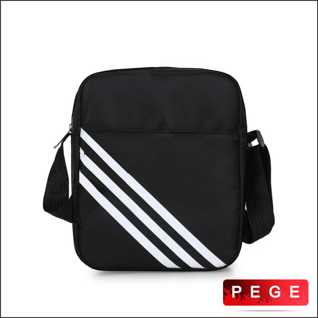 Tas Selempang Polos Motif Sablon Garis Pria Model SImpel Kasual Cocok Untuk Sehari Hari - PG - 8878