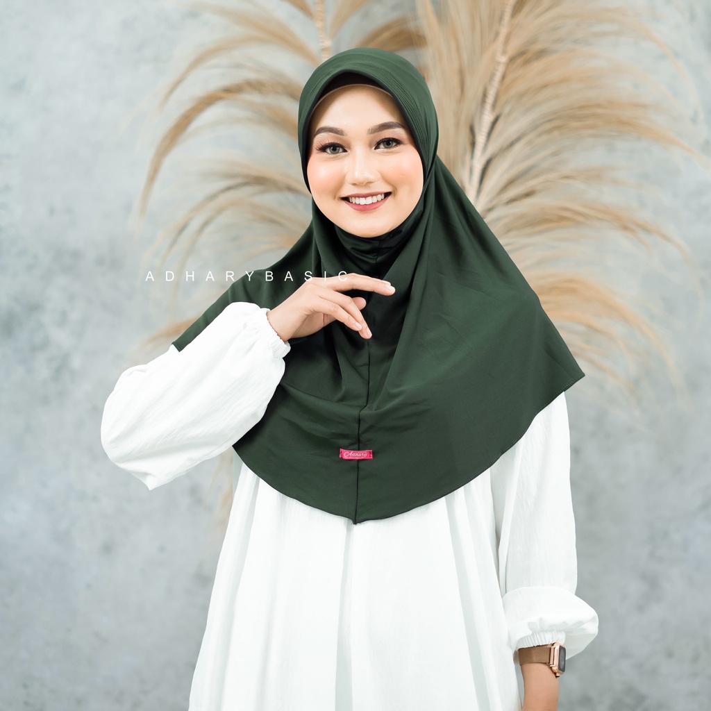 Adhary - Jilbab Instan Kerudung Bergo Hamidah Bahan Spandek Jersey Khimar Olahraga Sehari - Hari Bes