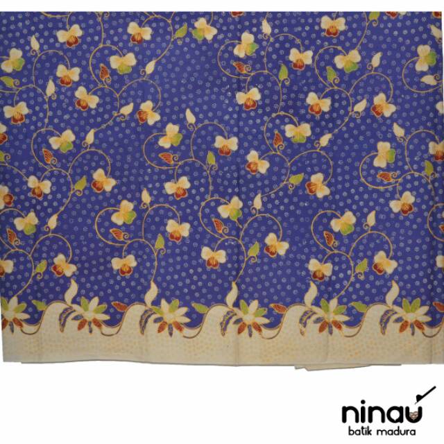 Kain Batik Tulis Madura Warna Dasar Biru - F-110118