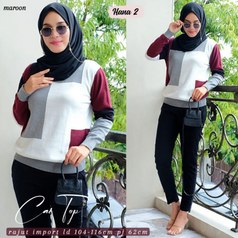 cai top atasan blouse rajut import hana 2