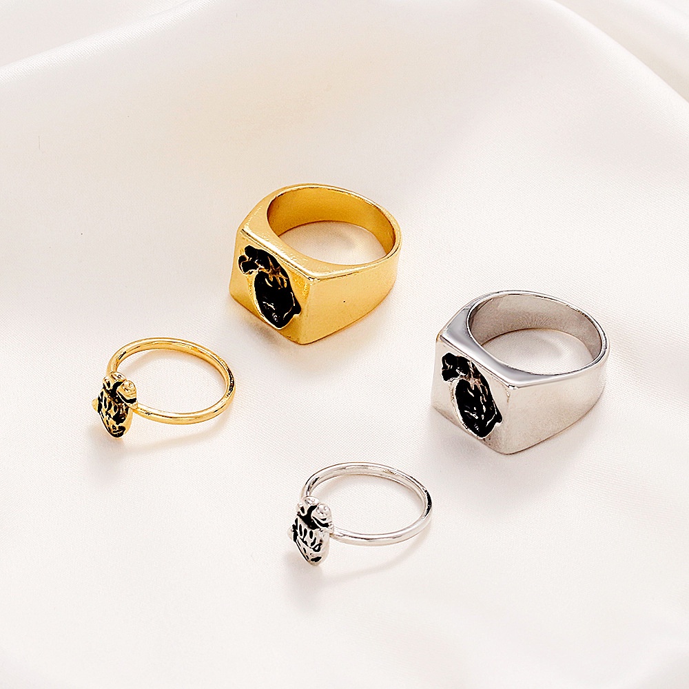 Cincin Model Terbuka Bahan Sterling silver 925 Desain Geometri / Hati / Bulat / Persegi Untuk Pria / Wanita