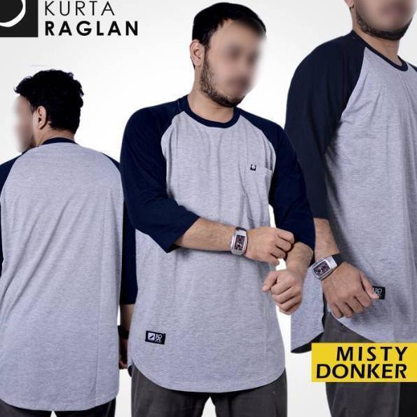 OlShop Kaos Kurta Pakistan Raglan Rosal Longline M-2XL Jumbo Big Size Polos Reglan .,.,