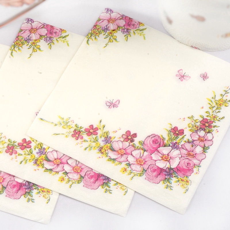 Flower Paper Napkins Print Tissue Napkins Decoration Serviettes 20pcs/pack