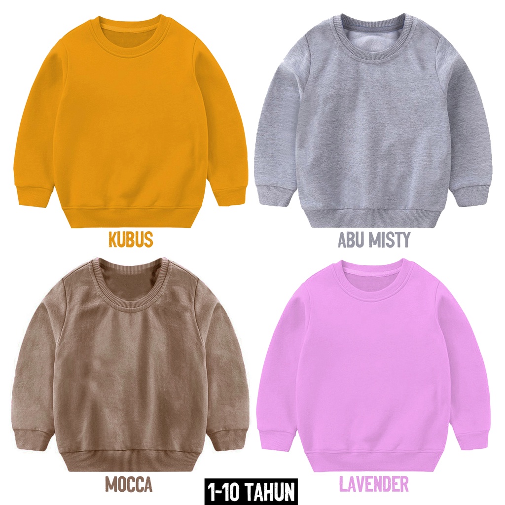 SWEATER ANAK POLOS SWEATER POLOS CREWNECK POLOS BASIC CREWNECK ANAK 1-10 TAHUN LAI-LAKI PEREMPUAN KAOS POLOS SENJA