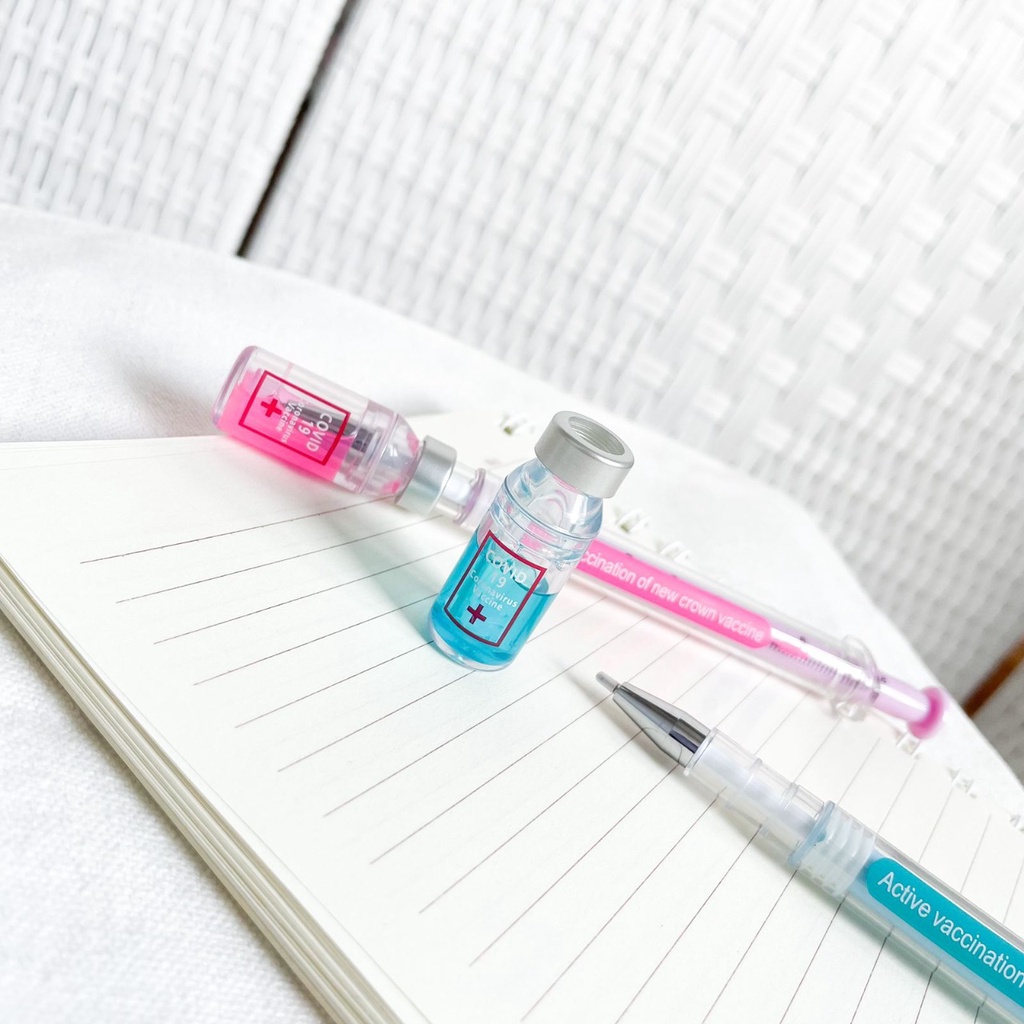 PULPEN VAKSIN SUNTIKAN MEDICINE SUPER UNIK & CUTE LIMITED EDITION ONLY PEN GEL TINTA HITAM MODEL SUNTIK VACCINE KUALITAS IMPORT TERBAIK-2