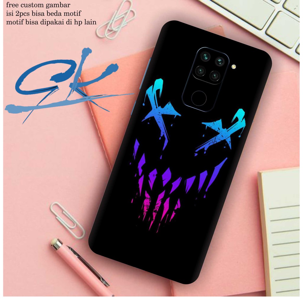 garskin hp redmi note 9 motif smille isi 2pcs bisa beda motif - free custom gambar