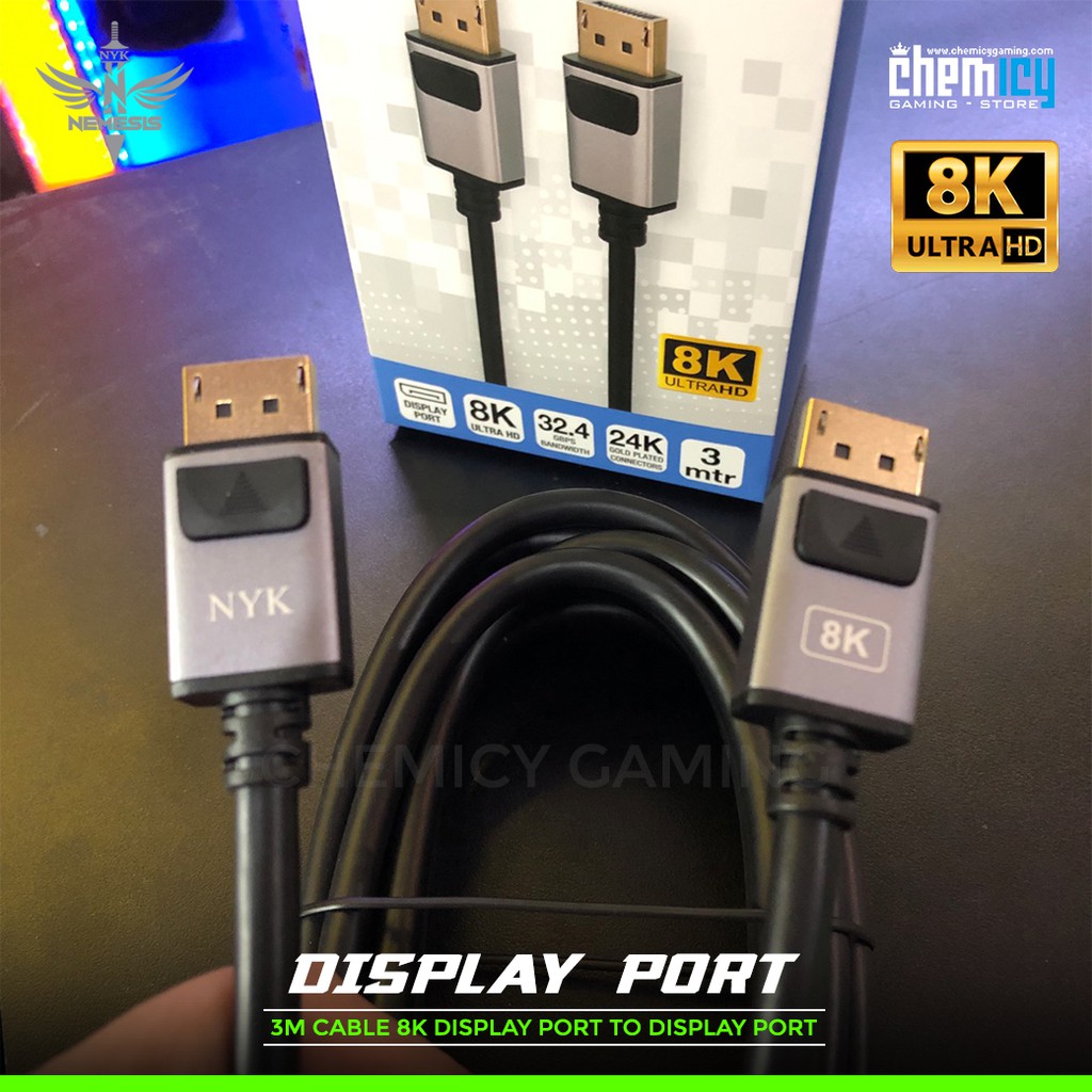 NYK Cable 8K Display Port to Display Port 3m