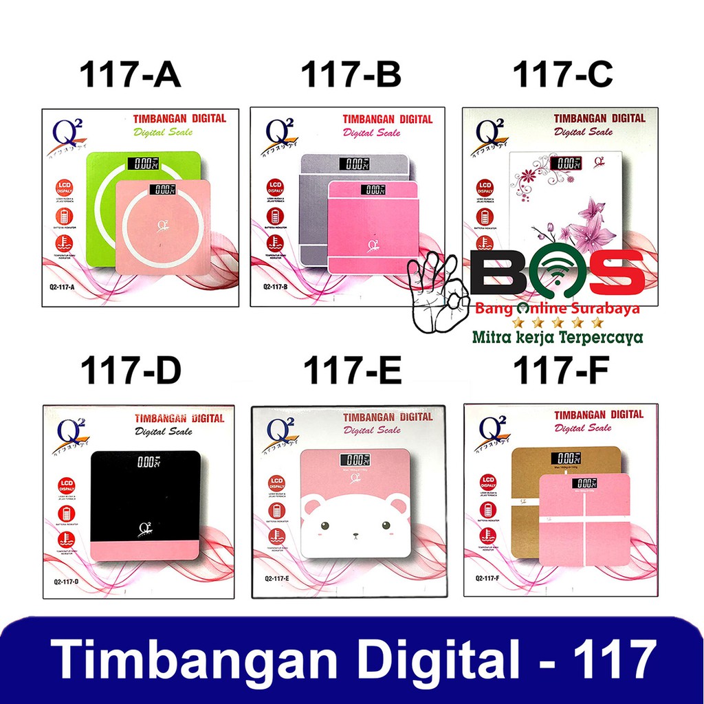 Timbangan Badan Digital Kaca Q2-117A Pengukur Berat Tubuh Q2 117A