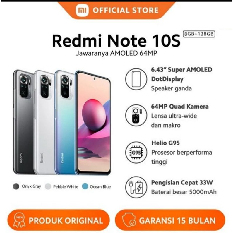 xiaomi note 10s ram 8/128 gb garansi resmi no repack bnib