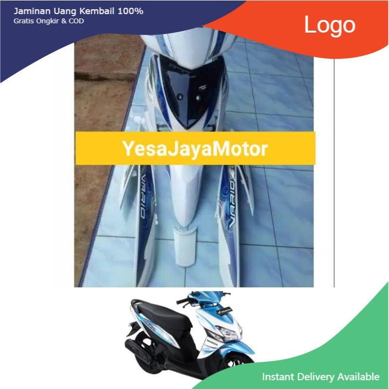 Body Halus Vario Lama 110 Karbu Putih Plus Lis Biru