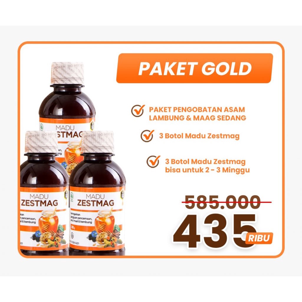 Promo - Paket Gold MADU ZESTMAG Membantu Atasi Maag, Gerd, Asam Lambung