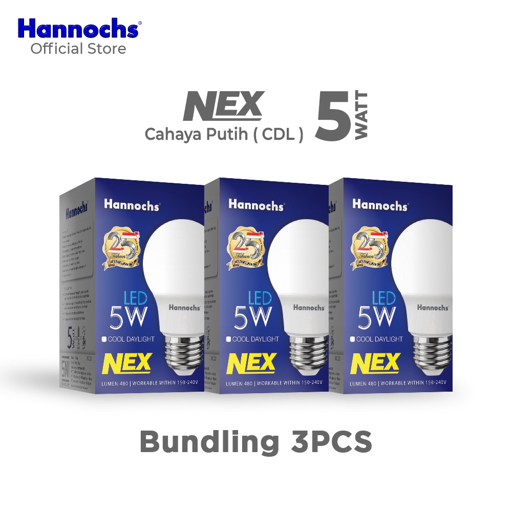 Hannochs Lampu LED NEX 5 watt CDL 3pcs - Putih - Paket Murah