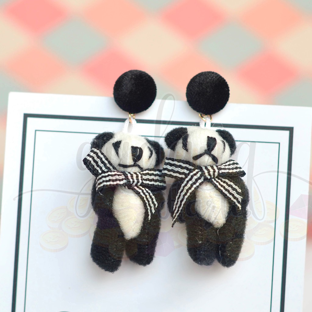 Anting Stud Panda Doll Boneka 3D Lucu Unik GH 203613