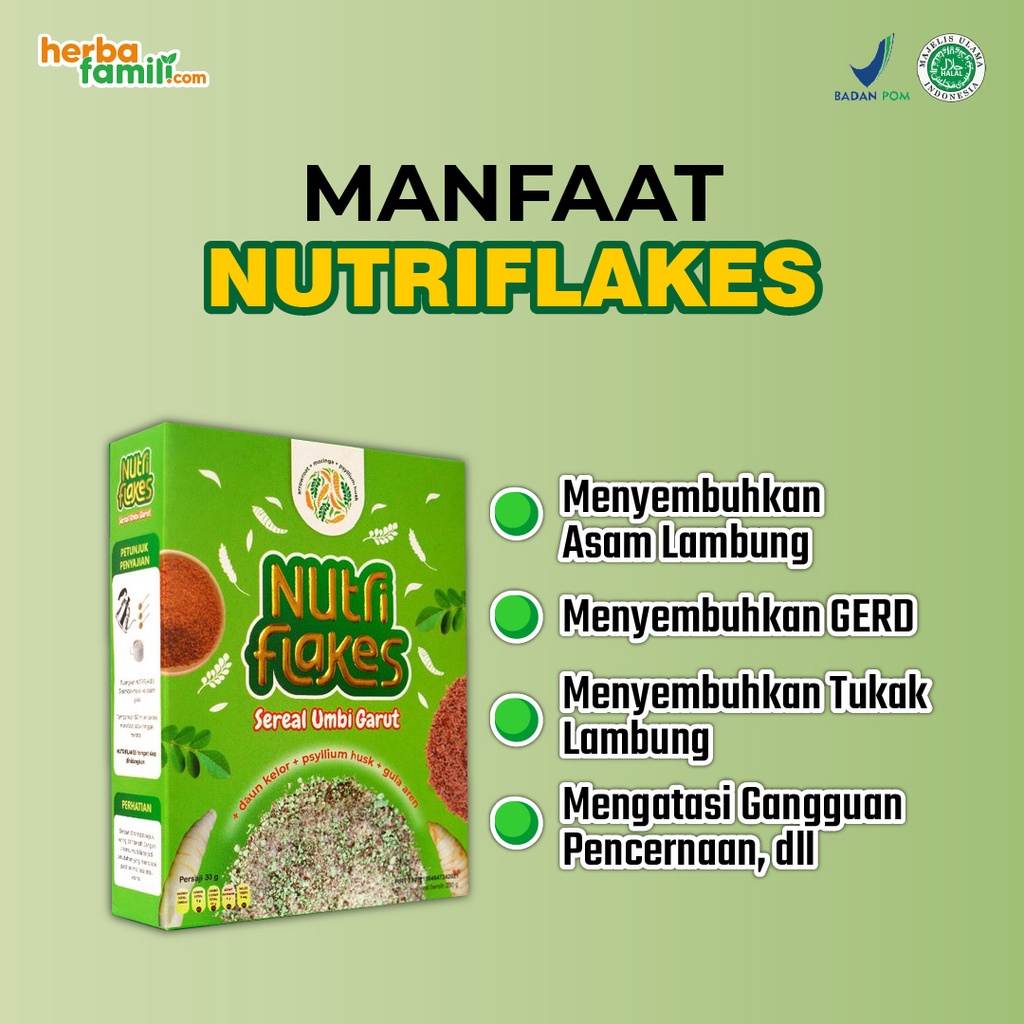 Nutriflakes Sereal Umbi Garut With Psylium Husk &amp; Daun Kelor Paket 2 Box 280 gr