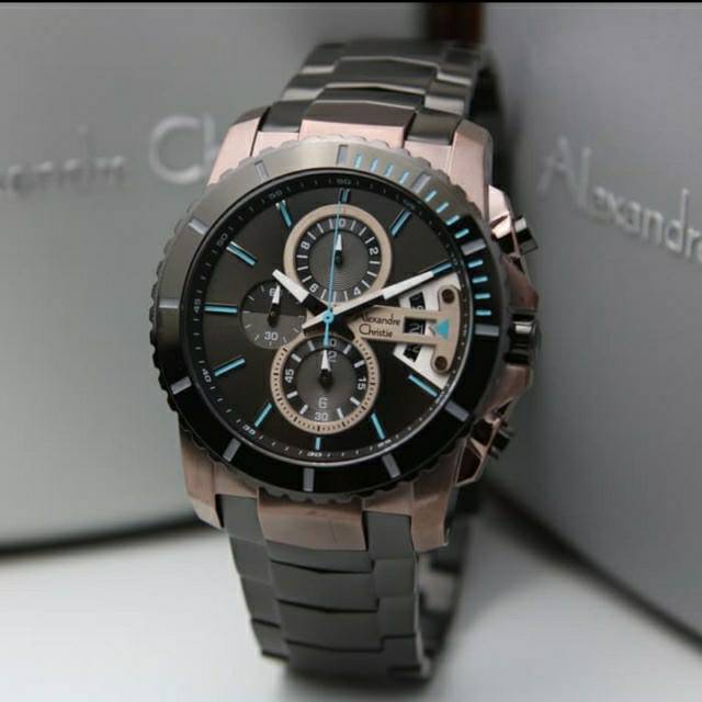 JAM TANGAN PRIA ALEXANDRE CHRISTIE AC 6455 ORIGINAL BLACK BROWN