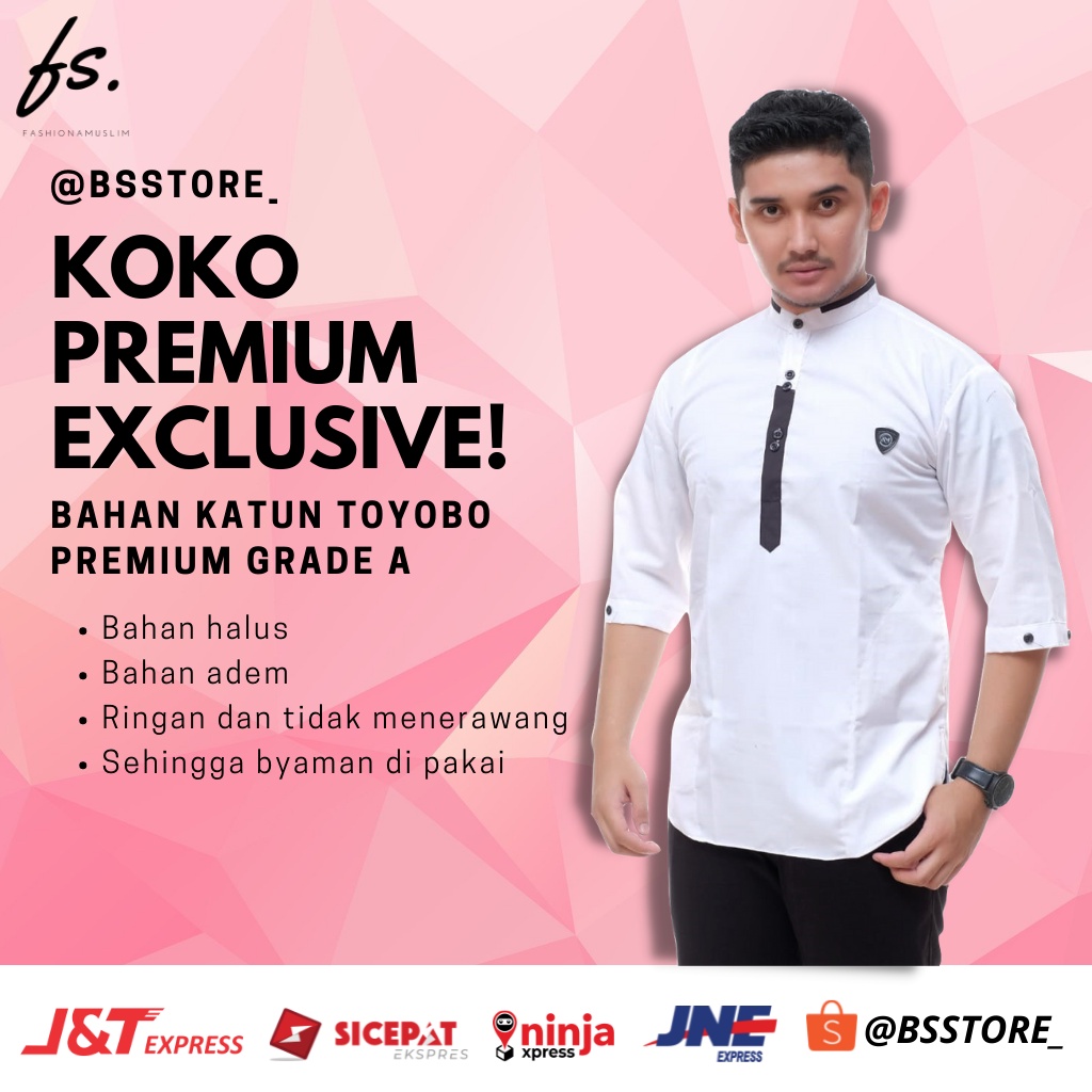 Baju Atasan Kemeja Jubah Pakaian Rompi Gamis Koko Pria Muslim Polos Bahan Katun Adem Murah Kekinian 