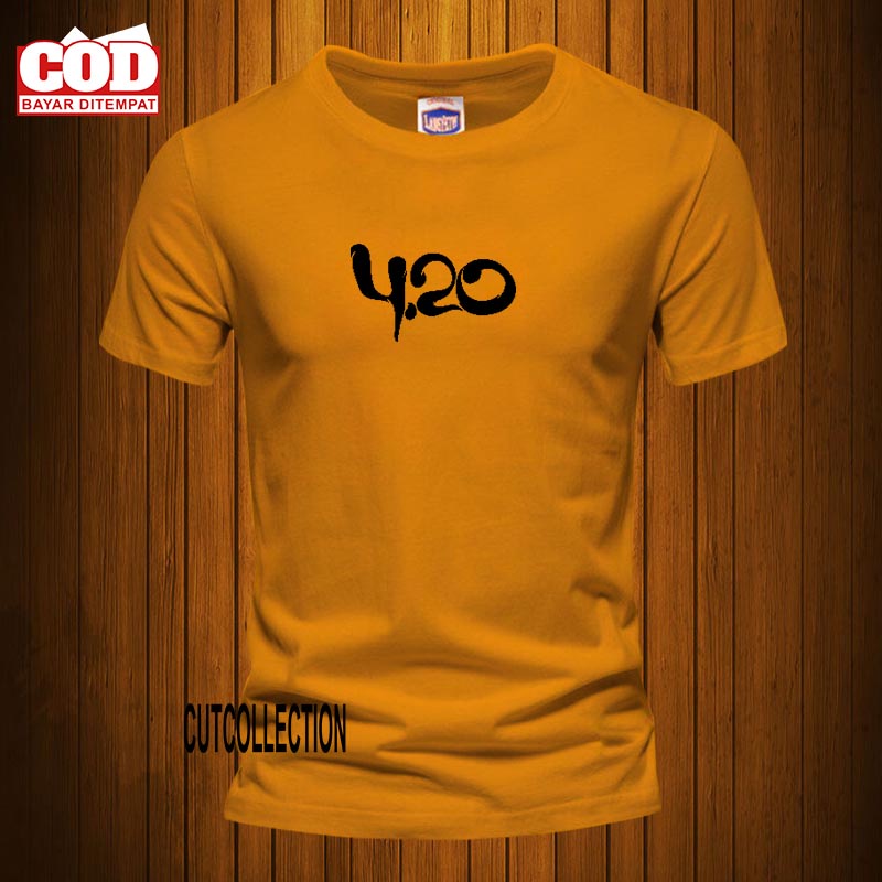 Baju Kaos Pria Lengan Pendek / Baju Kaos 420 Text Hitam / Polo Shirt Distro Premium Quality