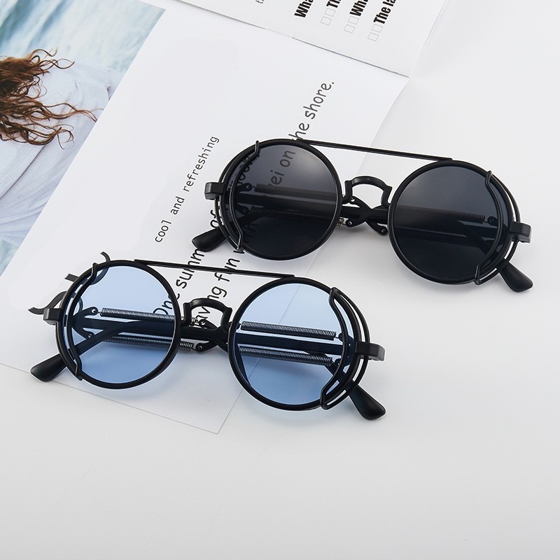 Men Fashion steampunk round gothic Sunglasses / Women Shades Vintage Classic UV400 Sun Glasses