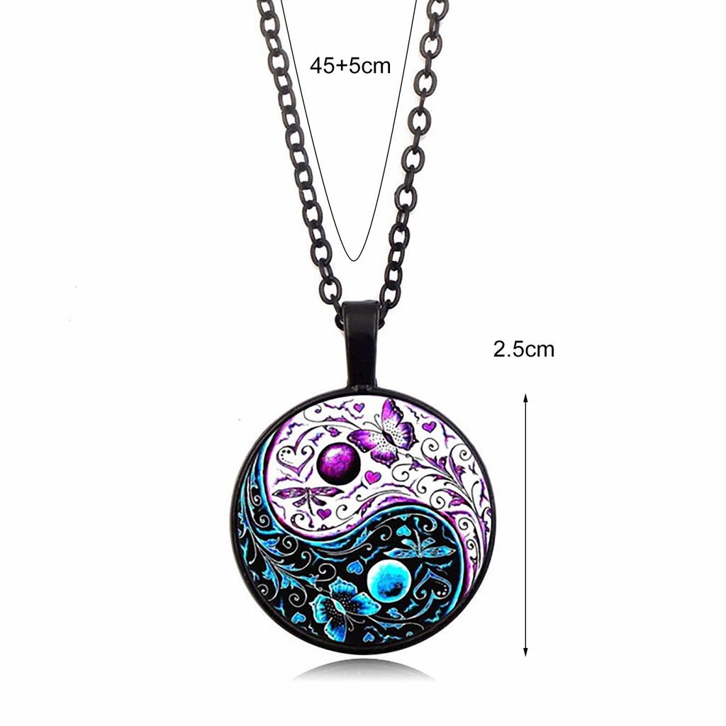 Hu Hu Hu Hu Hu Alat Bantu Pasang Kacamata♡ Kalung Liontin Tai Chi Motif Kupu-Kupu Gaya China Untuk Unisex