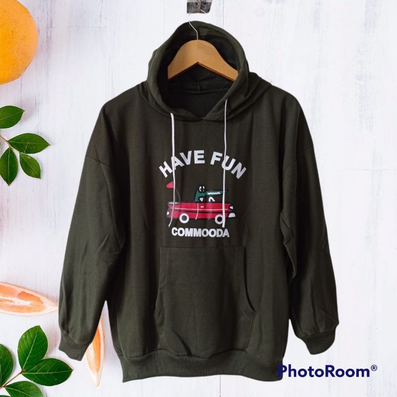 Hoodie Wanita Pria Have Fun Bahan Fleece