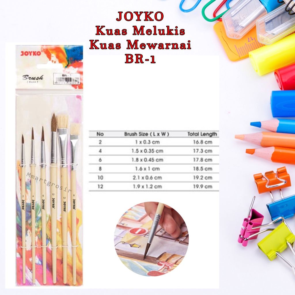 Joyko / Kuas Joyko / Kuas Melukis / Kuas Mewarnai / Kuas 1 set / BR-1