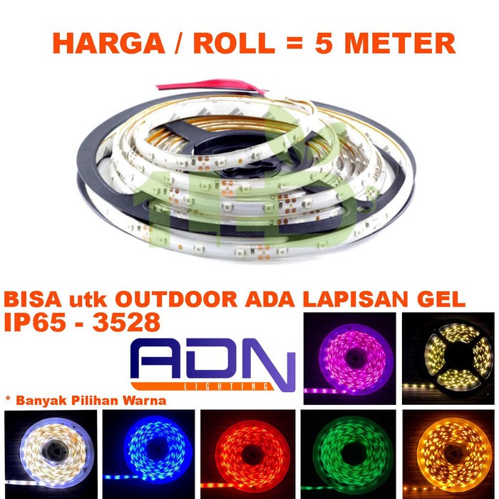 Lampu LED Strip Flexible Roll 5 meter IP65 GEL SMD 3528 Outdoor 12V