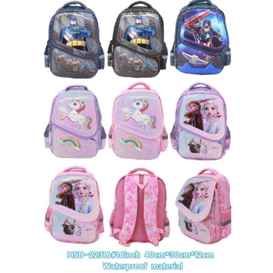 tas ransel timbul karakter ukuran SD (HSD-22316)