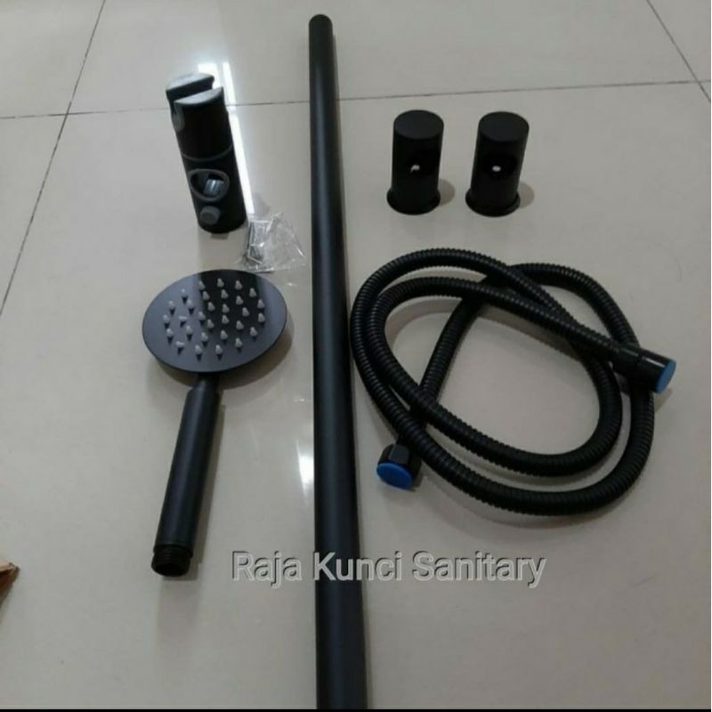 Shower Tiang Stainless SUS 304 Hitam/Black/Shower Hitam/Shower Black/Paket Lengkap