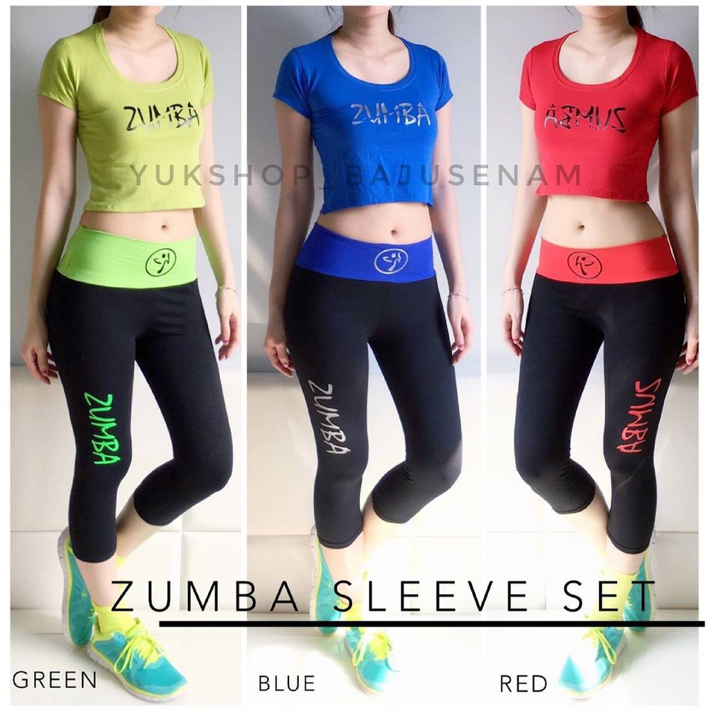 ZUMBA SLEEVE SET - BAJU SENAM - BAJU OLAHRAGA WANITA - BAJU ZUMBA - BAJU AEROBIC - BAJU YOGA