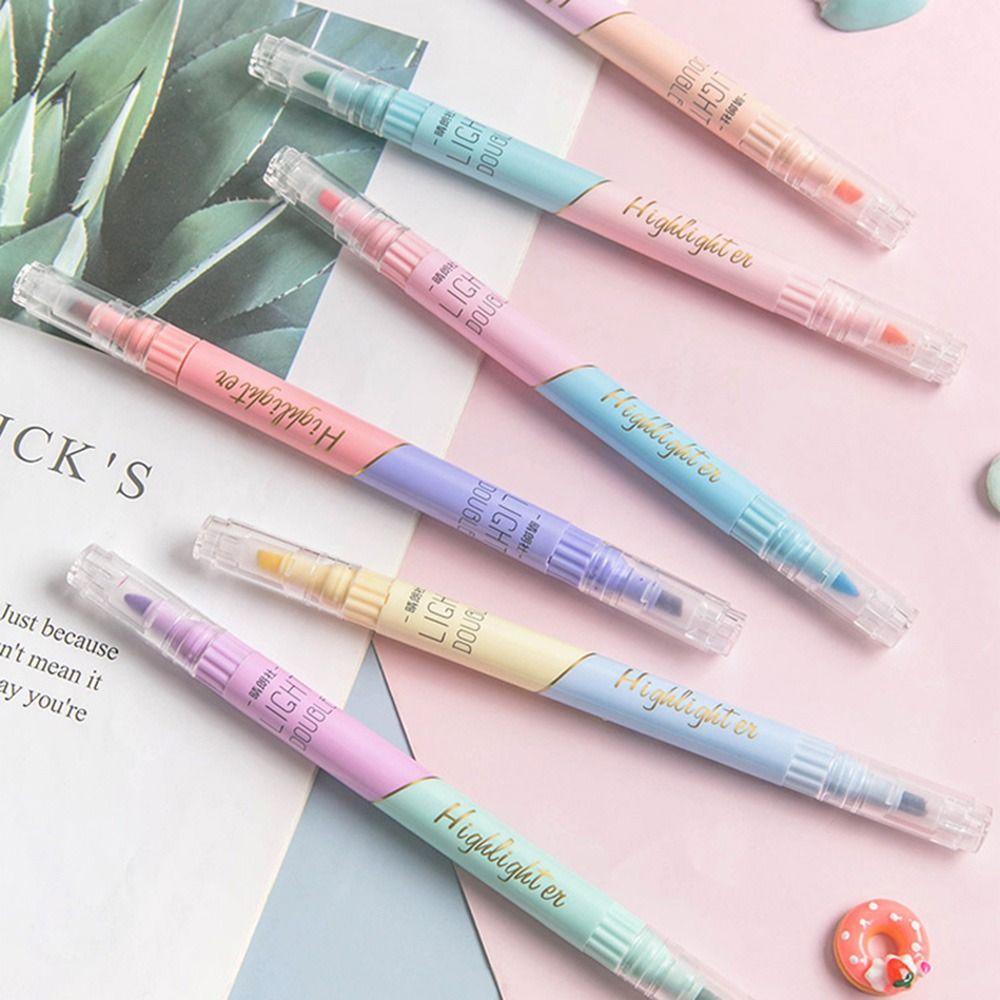 Preva 6PCS/Set Stabilo Pen Set Good-looking Perlengkapan Kantor Sekolah Menggambar Double Color Graffiti Alat Tulis Color Pen