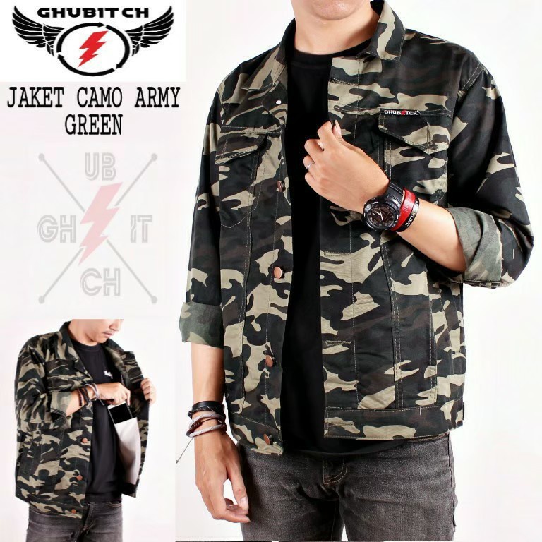 [BISA COD] JAKET SEMI PARKA CAMO ARMY LORENG ORIGINAL