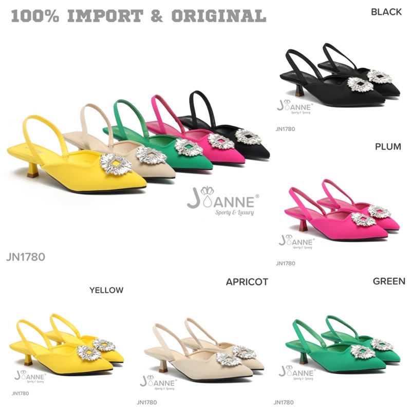 [ORIGINAL] JOANNE Sparkly Slingback Heels Shoes Wanita #JN1780