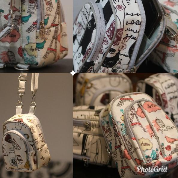 tas kamera mini mirrorless kanvas corak wanita multifungsi motif