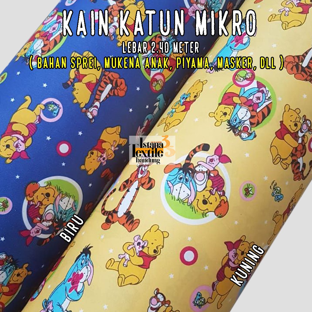 Jual 1/2 meter bahan kain Katun Mikro Micro motif Pooh | Shopee Indonesia