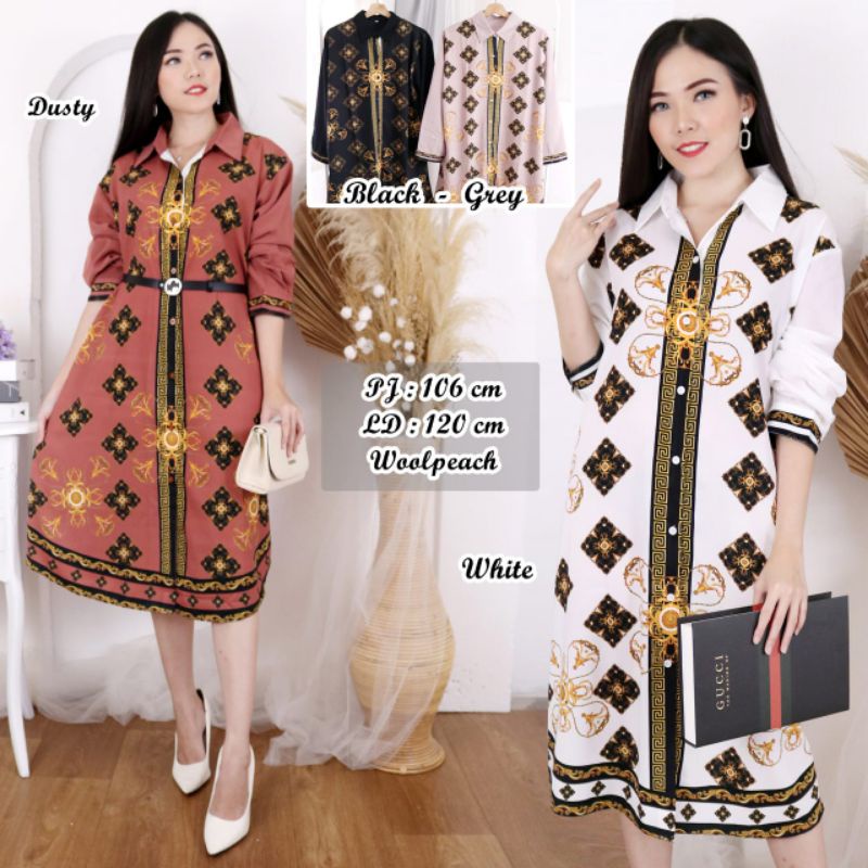 Kemeja Tunik Woolpeach Jumbo Import