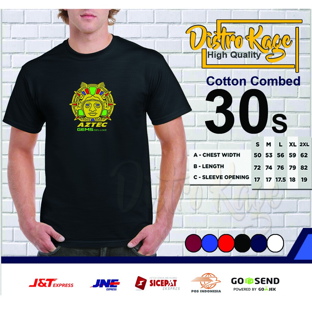 Baju Kaos Pria Aztec Gems Deluxe Game SLot Pragmatic Desain Keren Ukuran Dewasa Unisex Cotton Combet