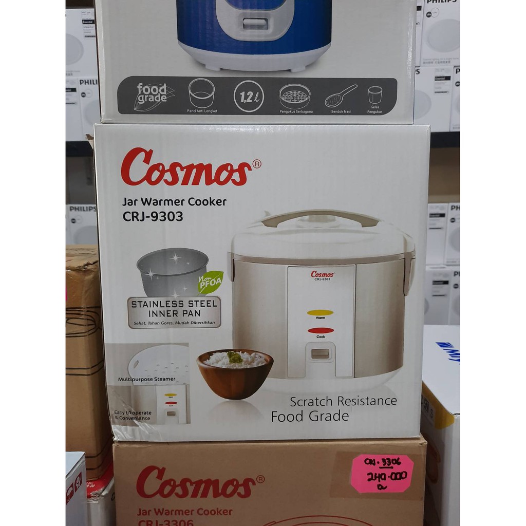 Cosmos Rice Cooker Magicom 2 Liter Stainless Steel CRJ-9303 2L GARANSI