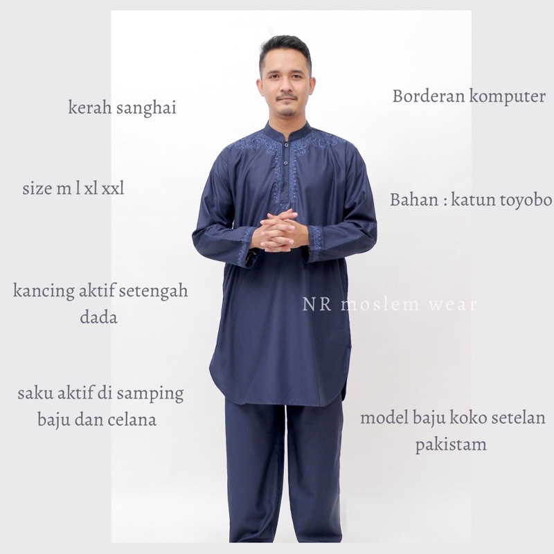 BAJU KOKO DEWASA SETELAN PAKISTAN BAHAN TOYOBO kode PDK